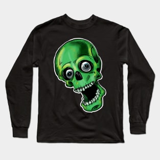 Green zombie halloween party skull Long Sleeve T-Shirt